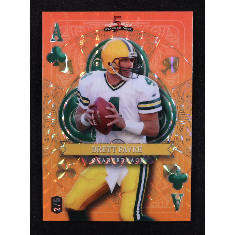 Brett Favre 2024 Wild Card 5 Card Draw Stacked Deck Ace Orange Mosaic #BFN #2/5 at PristineAuction.com