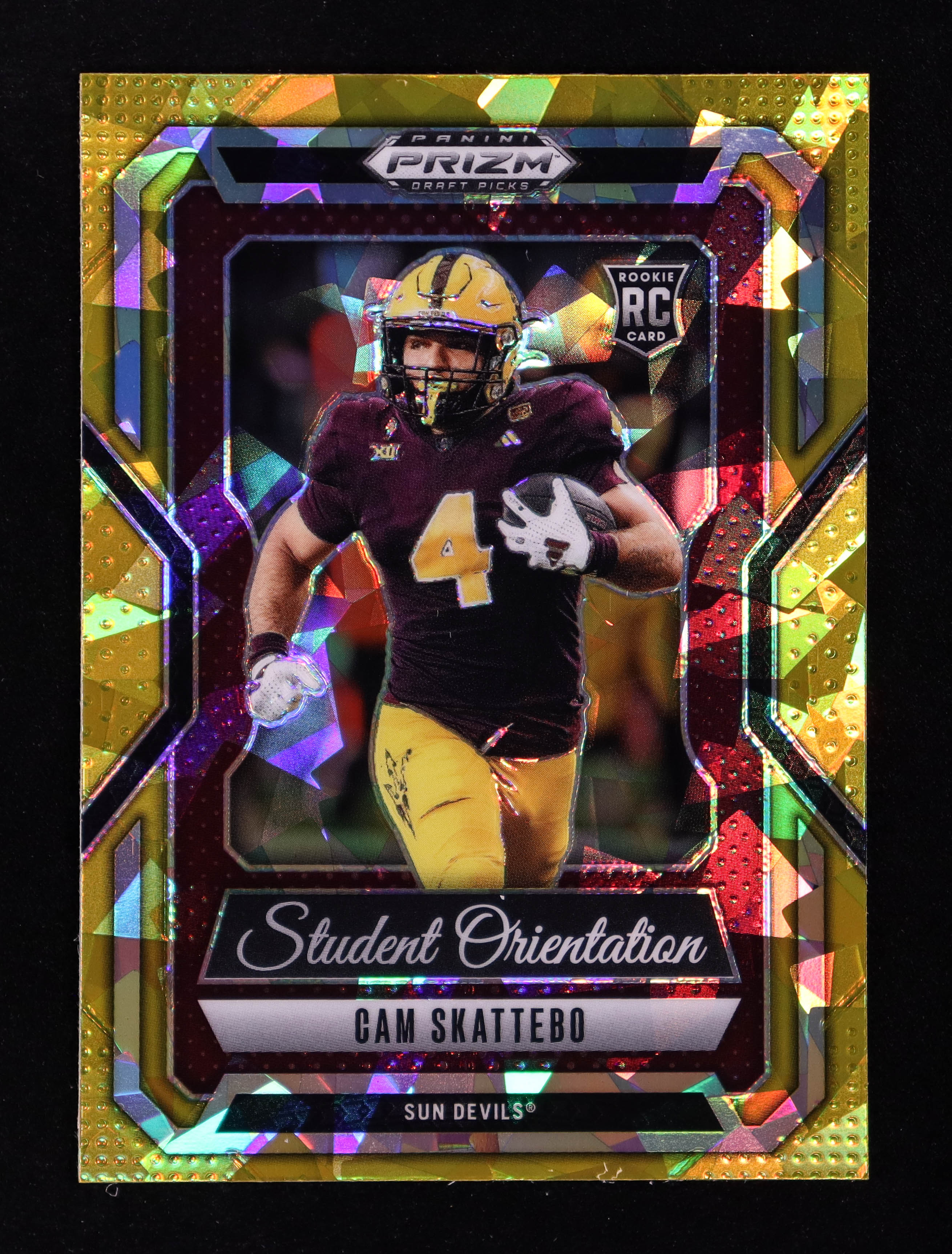 Cam Skattebo 2025 Panini Prizm Draft Picks Student Orientation Gold Ice #16 RC at PristineAuction.com Cam Skattebo 2025 Panini Prizm Draft Picks Student Orientation Gold Ice #16 RC at PristineAuction.com