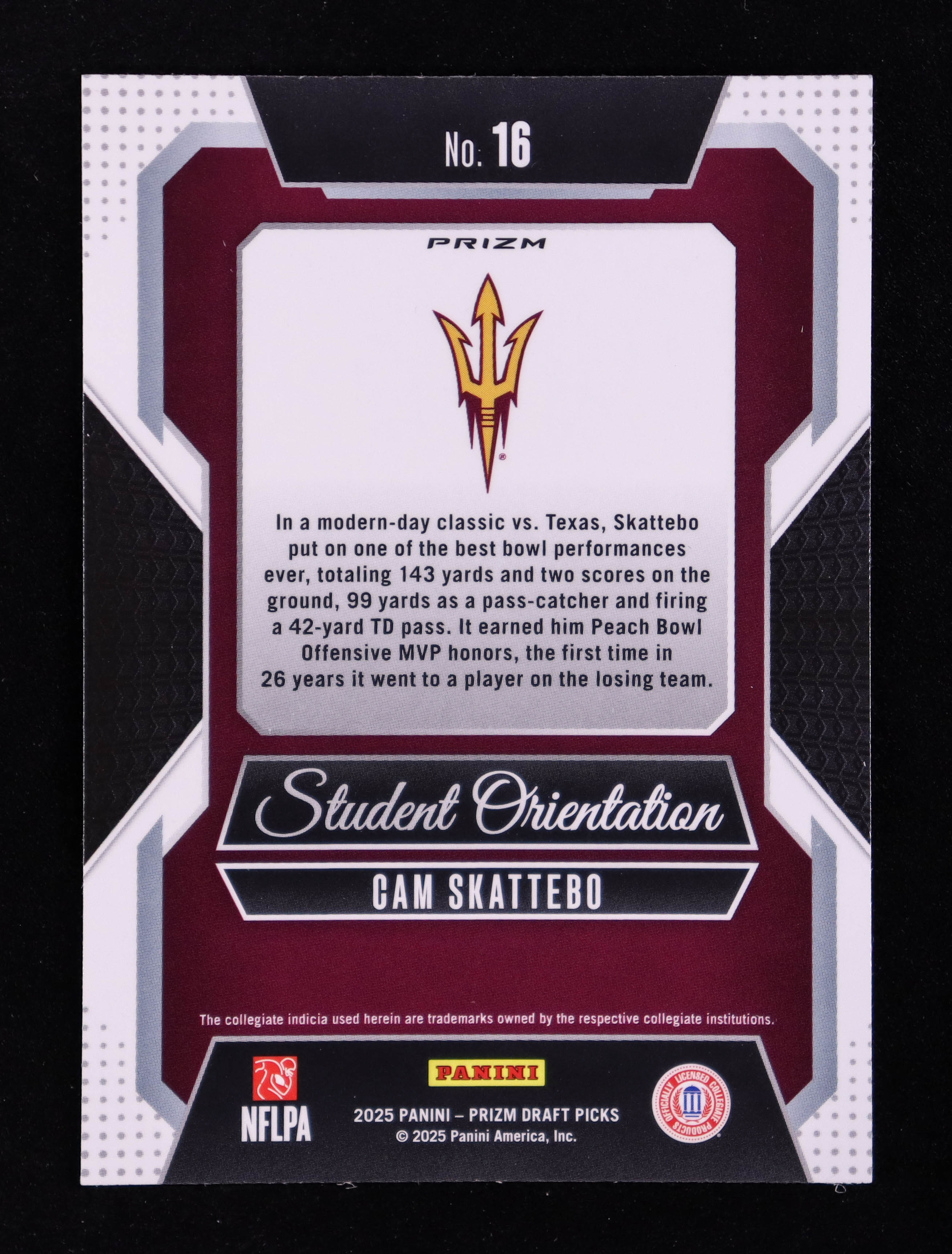 Cam Skattebo 2025 Panini Prizm Draft Picks Student Orientation Gold Ice #16 RC at PristineAuction.com Cam Skattebo 2025 Panini Prizm Draft Picks Student Orientation Gold Ice #16 RC at PristineAuction.com