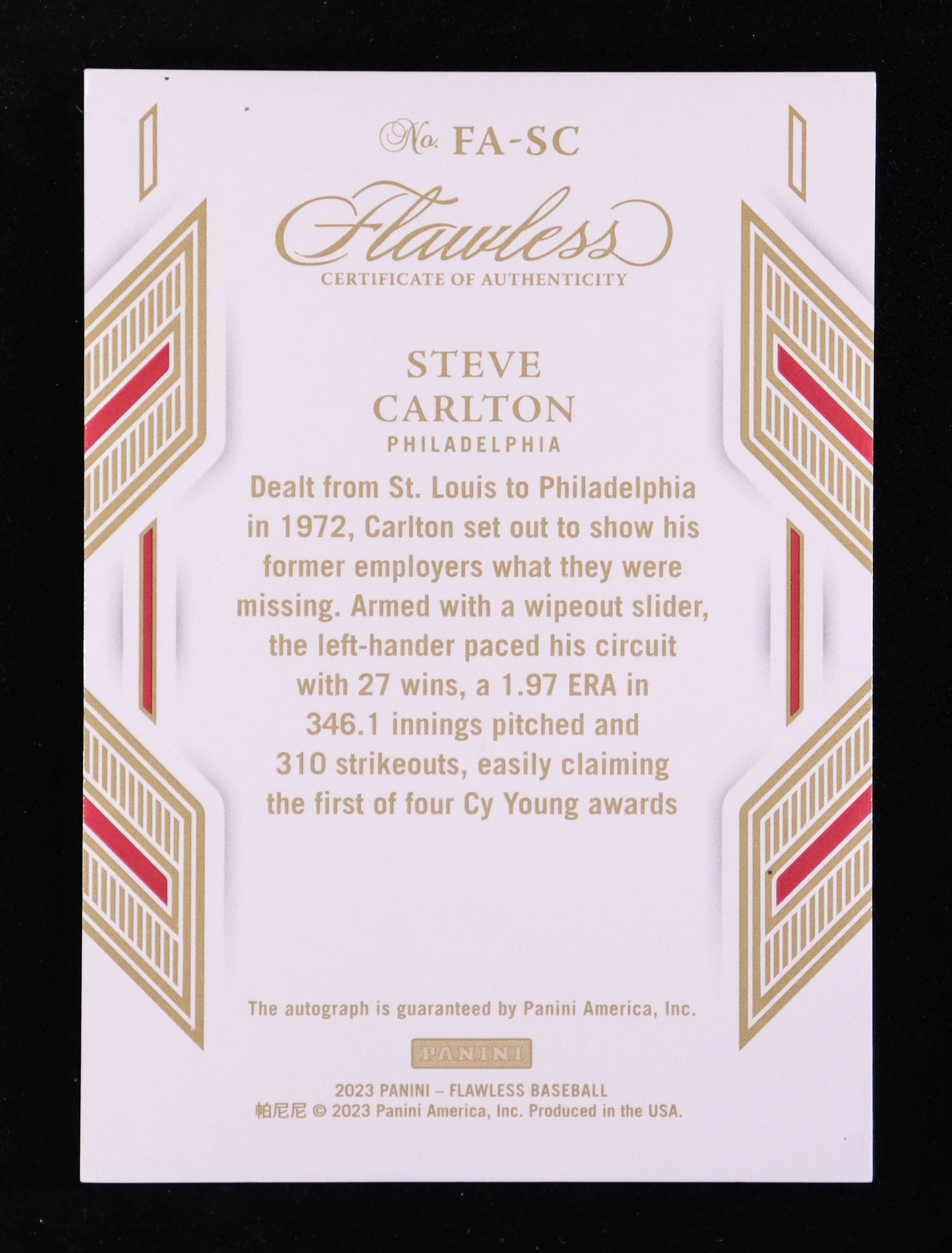 Steve Carlton 2023 Panini Flawless Flawless Autographs #29 #03/25 at PristineAuction.com Steve Carlton 2023 Panini Flawless Flawless Autographs #29 #03/25 at PristineAuction.com