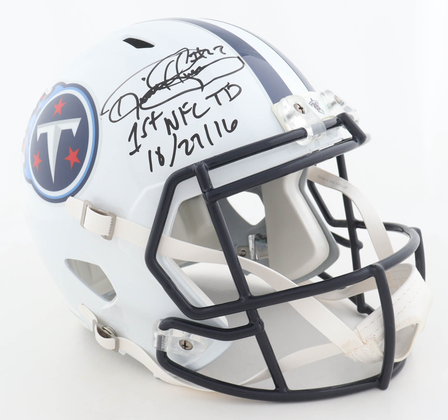 Derrick Henry Signed Titans Full-Size Speed Helmet Inscribed "1st NFL TD 10/27/16" (Henry) at PristineAuction.com Derrick Henry Signed Titans Full-Size Speed Helmet Inscribed "1st NFL TD 10/27/16" (Henry) at PristineAuction.com