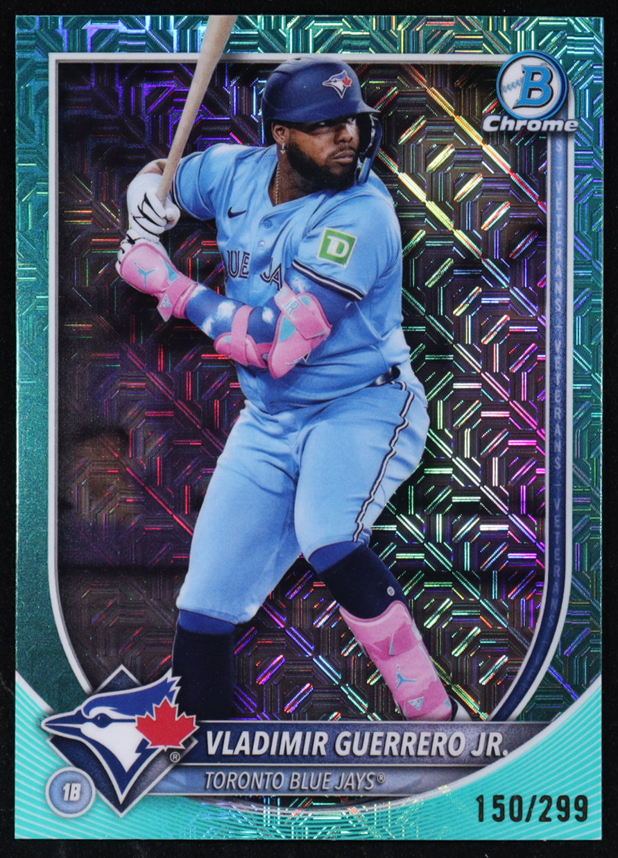 Vladimir Guerrero Jr. 2025 Bowman Chrome Mega Box Aqua Refractors #74 #150/299 at PristineAuction.com Vladimir Guerrero Jr. 2025 Bowman Chrome Mega Box Aqua Refractors #74 #150/299 at PristineAuction.com