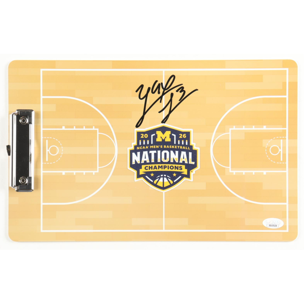 Yaxel Lendeborg Signed Michigan Wolverines Basketball Coaching Clipboard (JSA) at PristineAuction.com