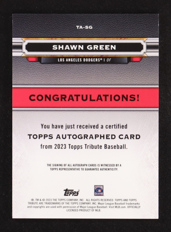 Shawn Green 2023 Topps Tribute Autographs #TASG #27/199 at PristineAuction.com Shawn Green 2023 Topps Tribute Autographs #TASG #27/199 at PristineAuction.com
