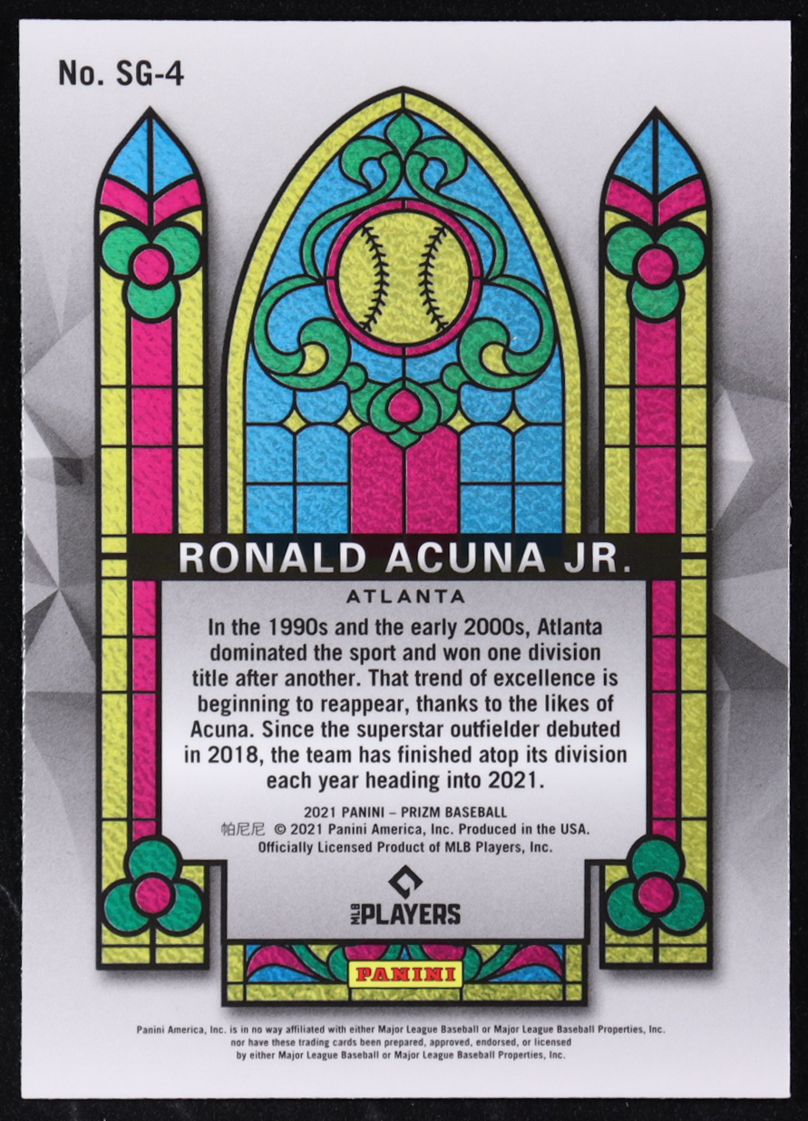Ronald Acuna Jr. 2021 Panini Prizm Stained Glass #4 at PristineAuction.com Ronald Acuna Jr. 2021 Panini Prizm Stained Glass #4 at PristineAuction.com
