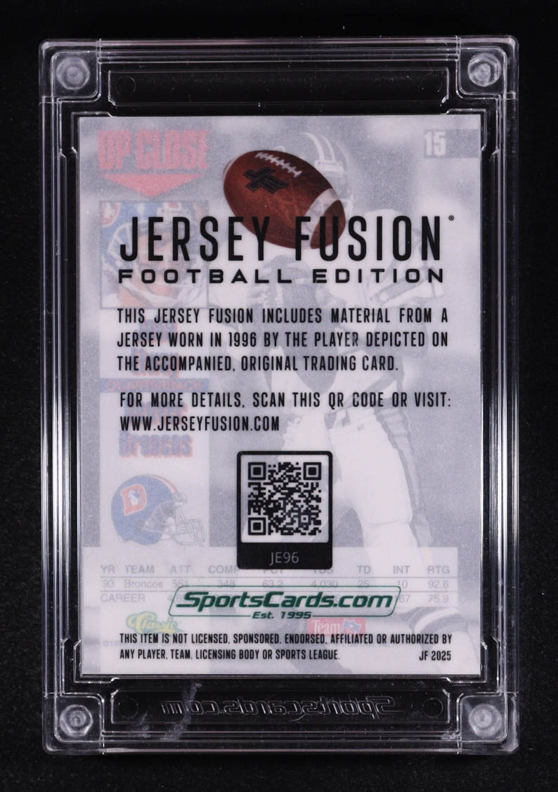 John Elway 2025 Jersey Fusion '96 Game-Used Swatch #JE96 at PristineAuction.com John Elway 2025 Jersey Fusion '96 Game-Used Swatch #JE96 at PristineAuction.com