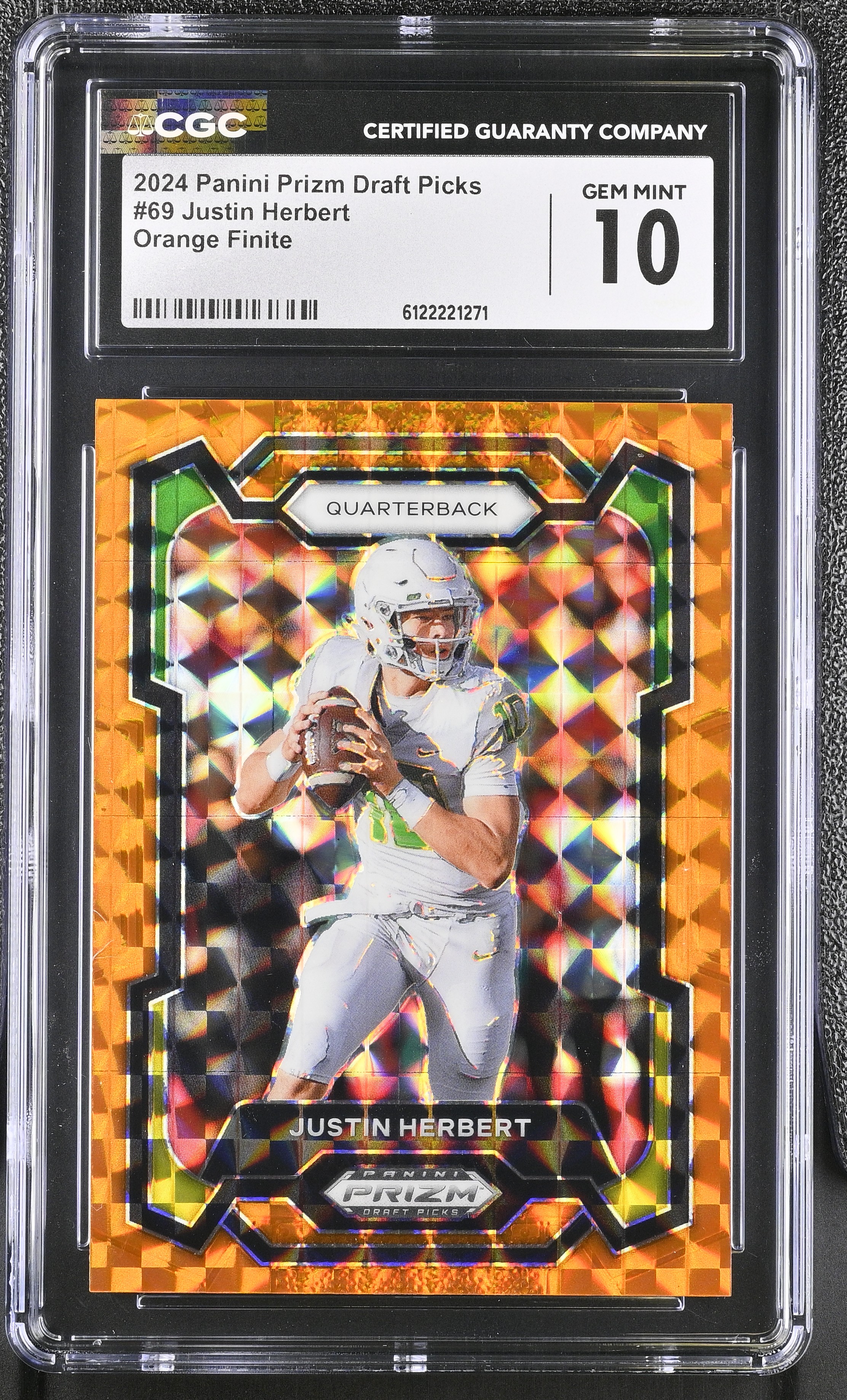 Justin Herbert 2024 Panini Prizm Draft Picks Orange Finite #69 #30/39 (CGC 10) at PristineAuction.com Justin Herbert 2024 Panini Prizm Draft Picks Orange Finite #69 #30/39 (CGC 10) at PristineAuction.com