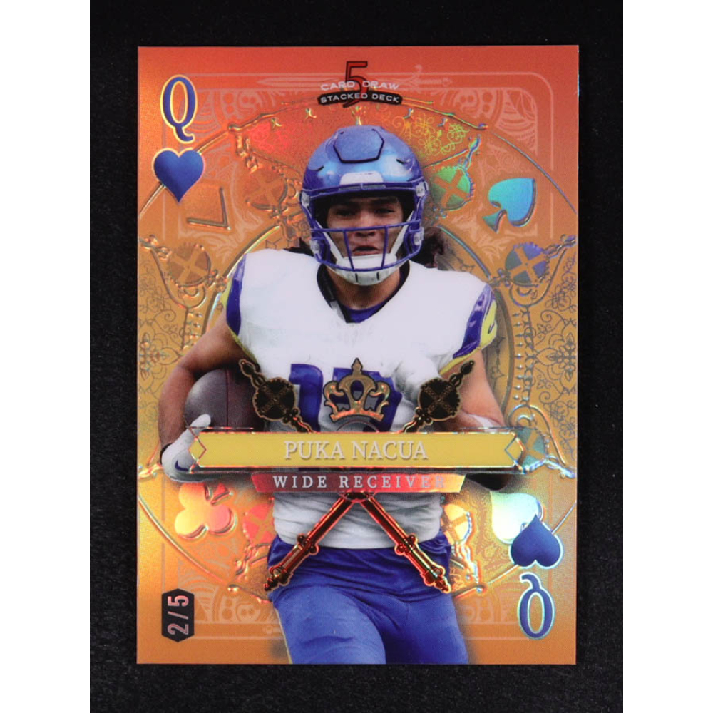 Puka Nacua 2024 Wild Card 5 Card Draw Stacked Deck Queen Orange #PNN #2/5 at PristineAuction.com
