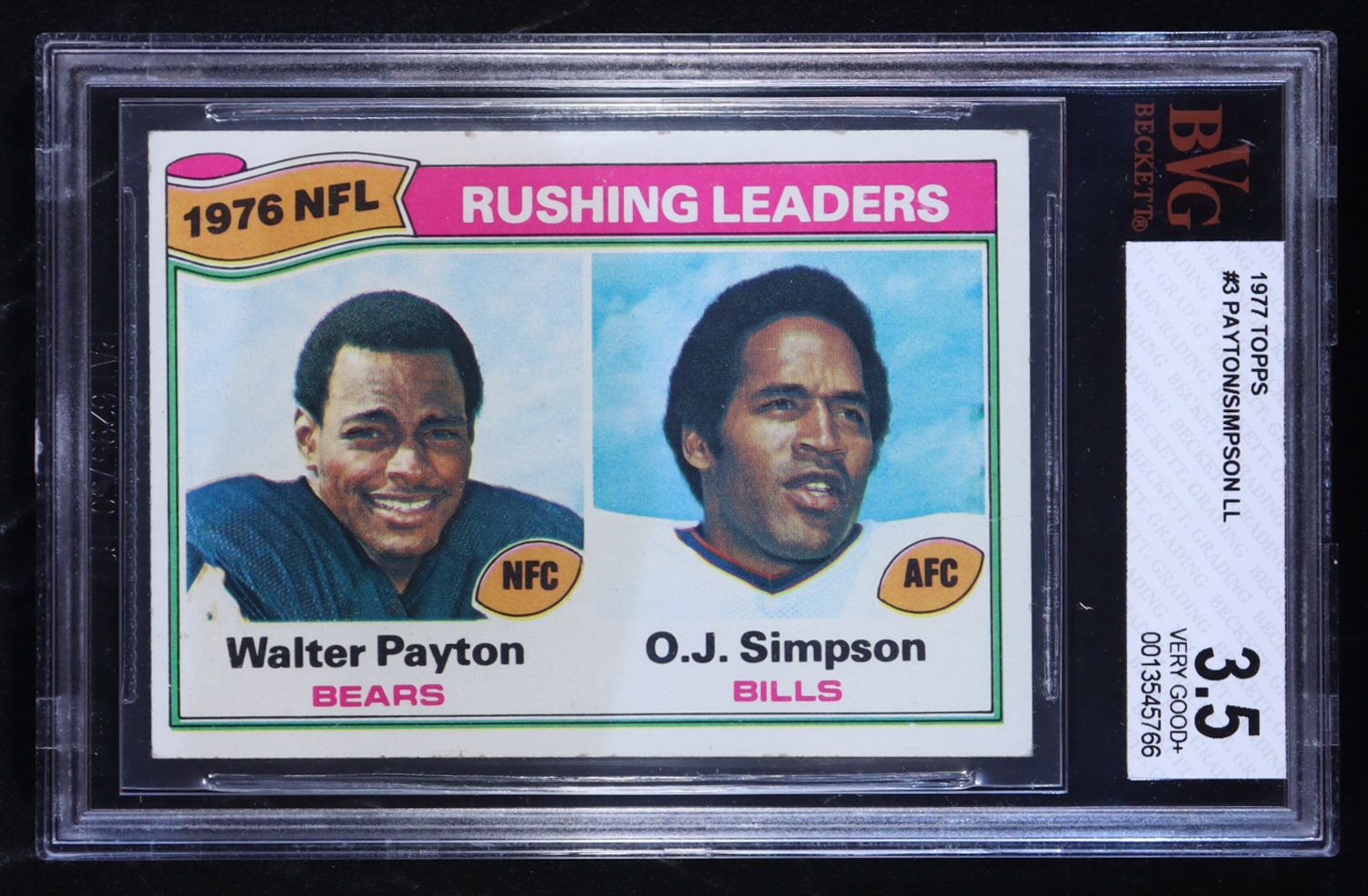 Walter Payton / O.J. Simpson 1977 Topps #3 Rushing Leaders (BVG 3.5) at PristineAuction.com Walter Payton / O.J. Simpson 1977 Topps #3 Rushing Leaders (BVG 3.5) at PristineAuction.com