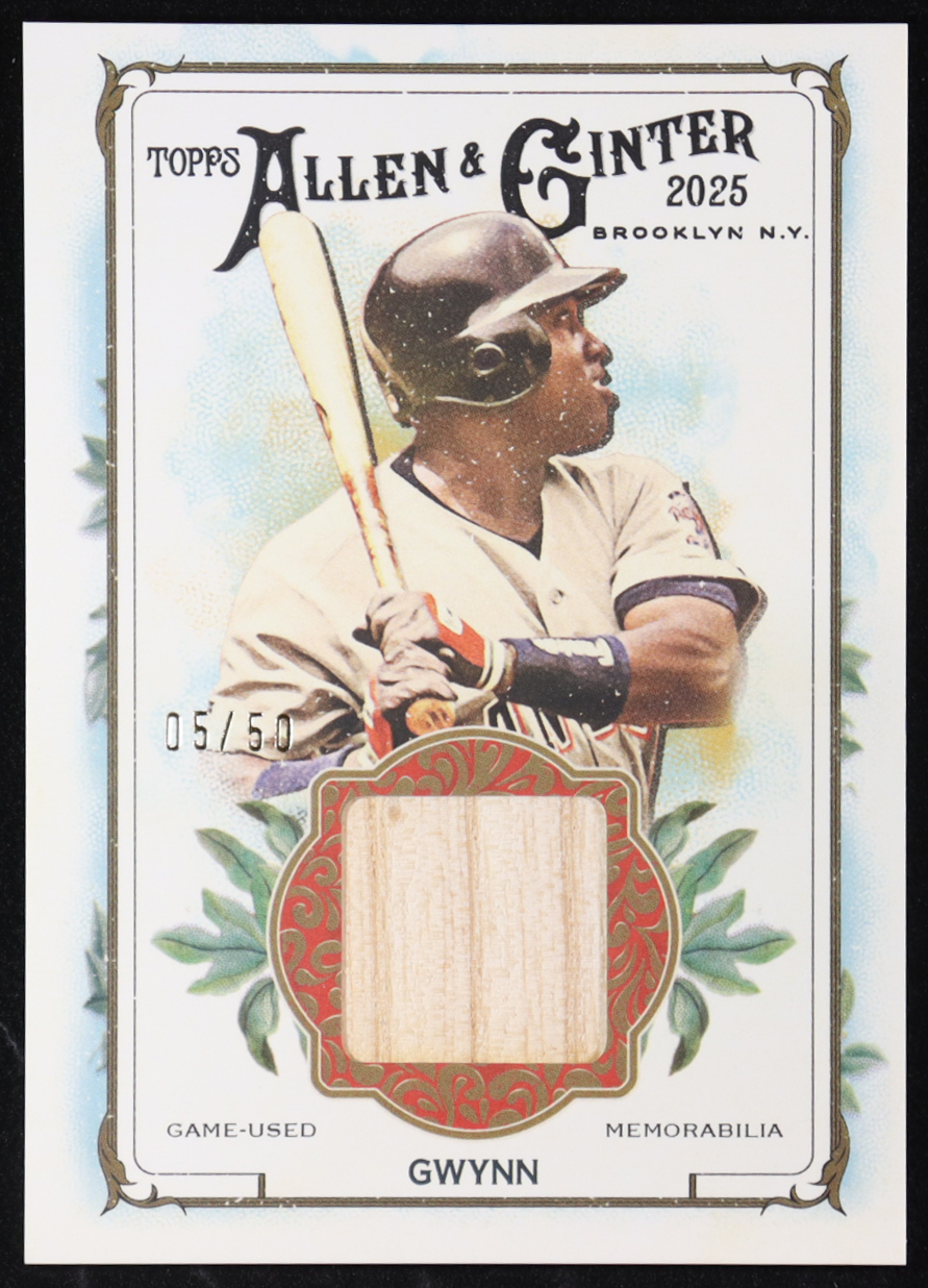 Tony Gwynn 2025 Topps Allen and Ginter Relics A and G Back #AGRTG #05/50 at PristineAuction.com Tony Gwynn 2025 Topps Allen and Ginter Relics A and G Back #AGRTG #05/50 at PristineAuction.com