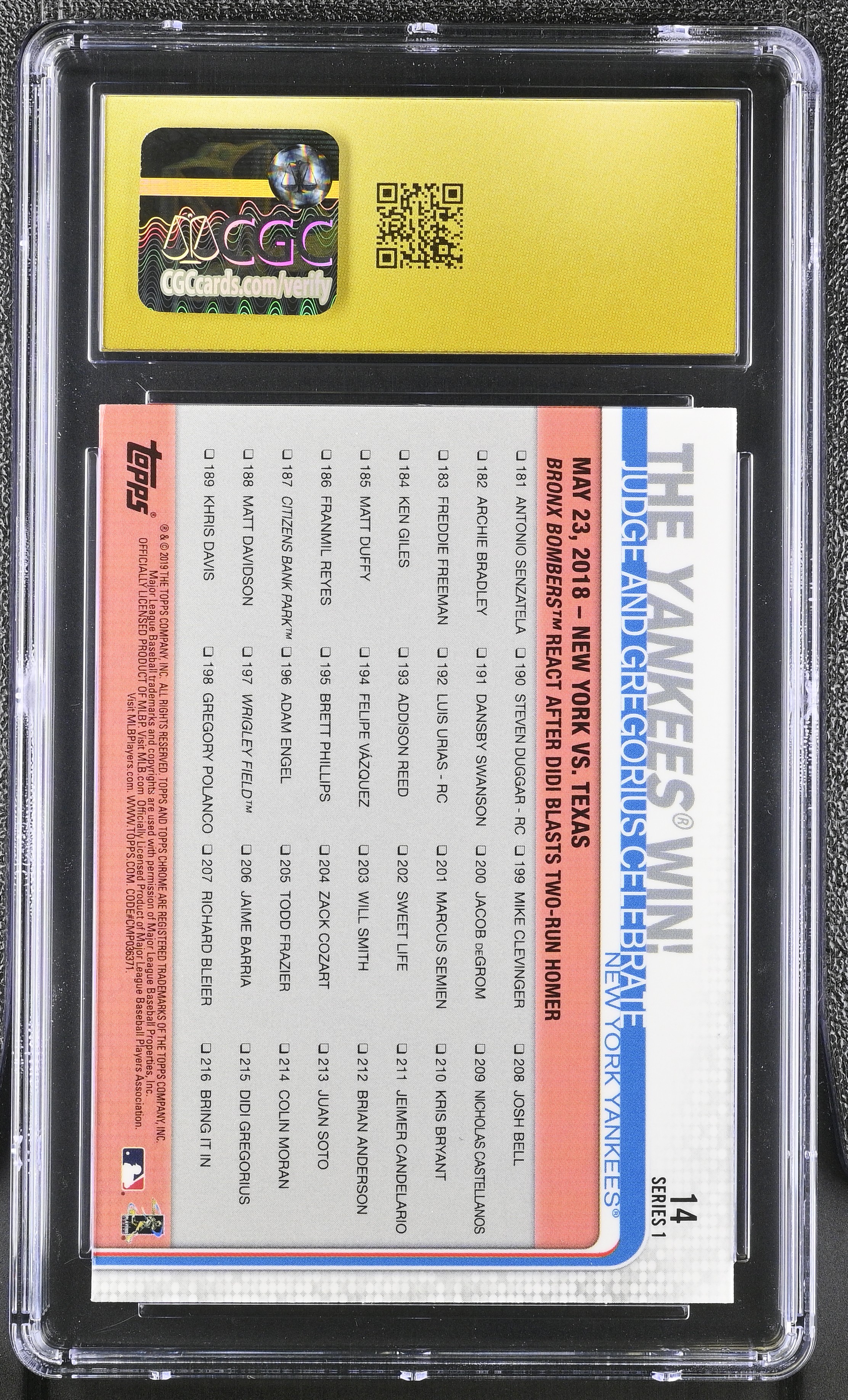 The Yankees Win! 2019 Topps Chrome Sapphire #14 (CGC 10 | Black Label) at PristineAuction.com The Yankees Win! 2019 Topps Chrome Sapphire #14 (CGC 10 | Black Label) at PristineAuction.com