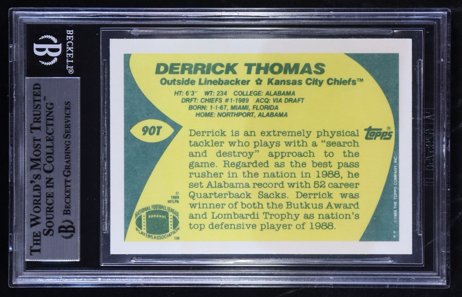 Derrick Thomas 1989 Topps Traded #90 RC (BGS 8.5) at PristineAuction.com Derrick Thomas 1989 Topps Traded #90 RC (BGS 8.5) at PristineAuction.com