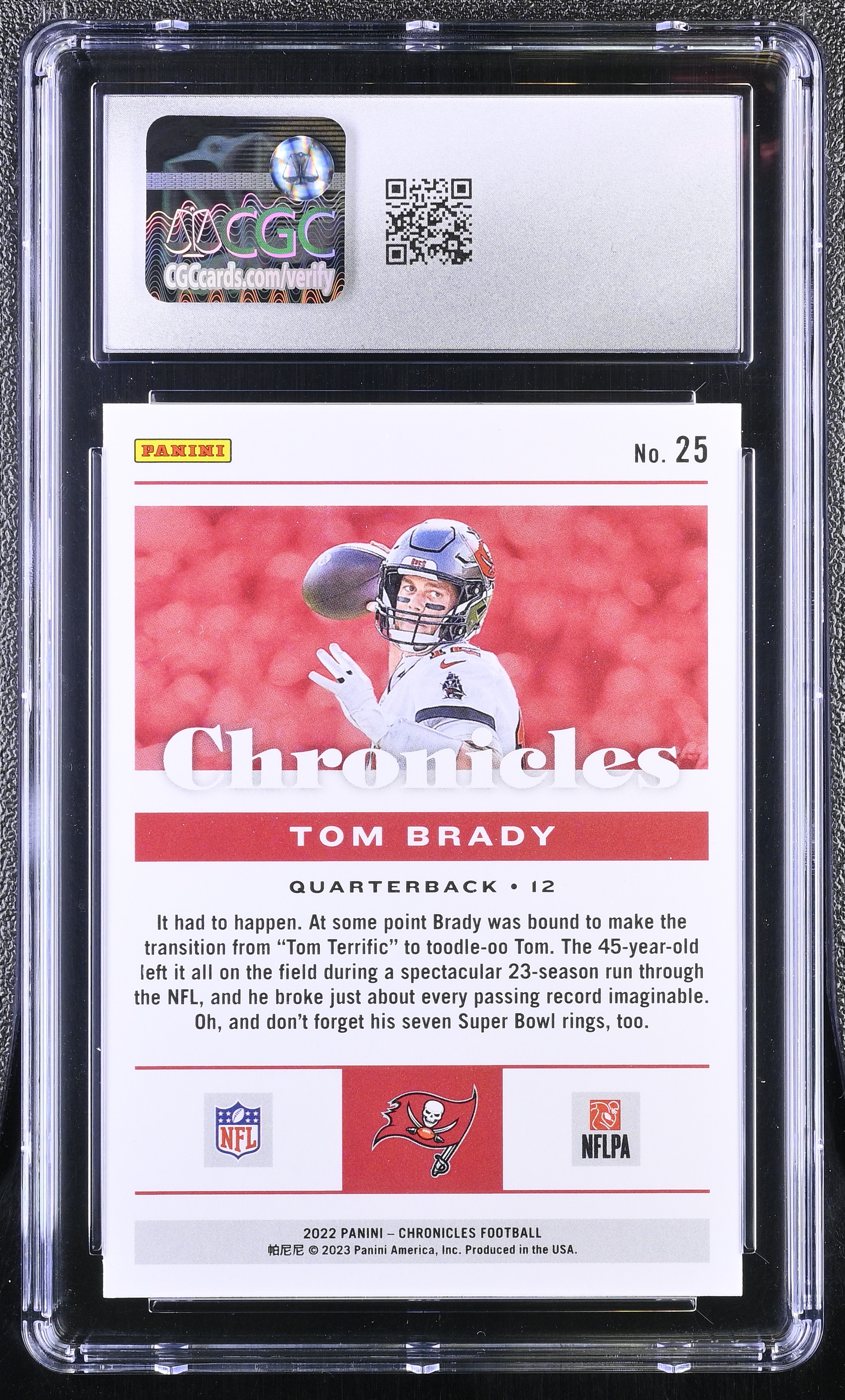 Tom Brady 2022 Panini Chronicles #25 (CGC 10) at PristineAuction.com Tom Brady 2022 Panini Chronicles #25 (CGC 10) at PristineAuction.com