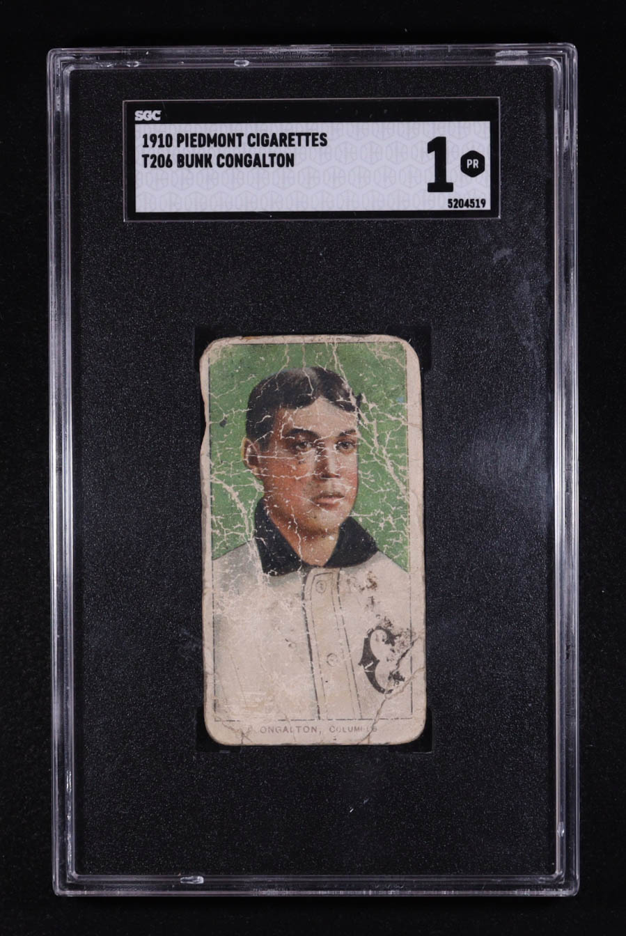 Bunk Congalton 1909-11 Piedmont Cigarettes T206 #NNO (SGC 1)(PR) at PristineAuction.com Bunk Congalton 1909-11 Piedmont Cigarettes T206 #NNO (SGC 1)(PR) at PristineAuction.com