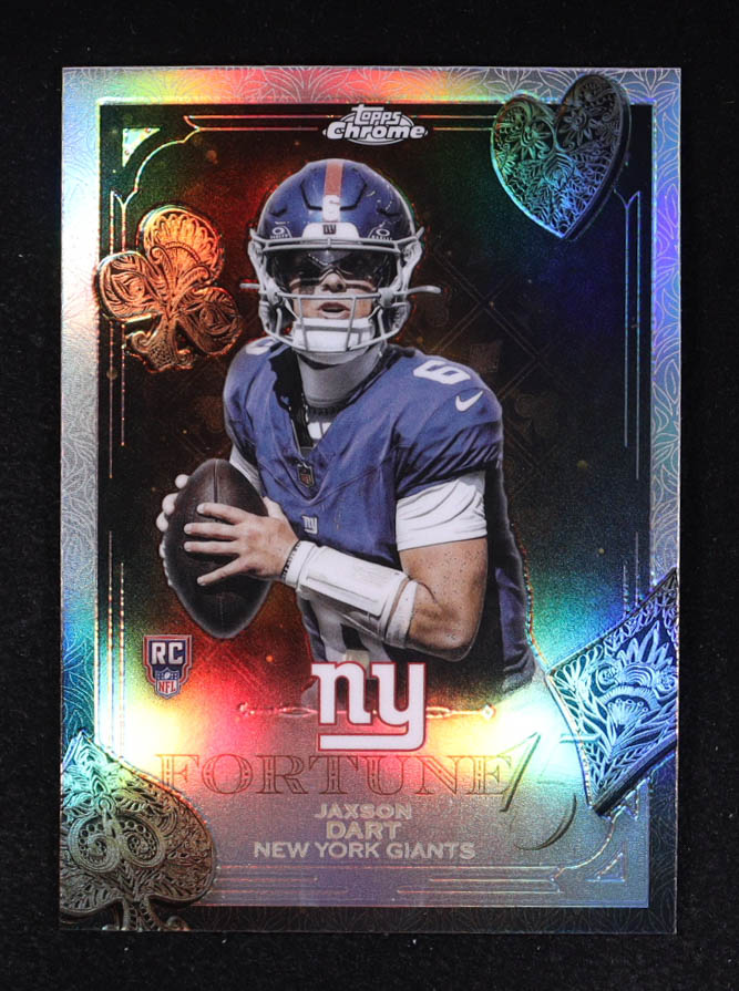 Jaxson Dart 2025 Topps Chrome Fortune 15 Refractors #F1523 RC at PristineAuction.com Jaxson Dart 2025 Topps Chrome Fortune 15 Refractors #F1523 RC at PristineAuction.com