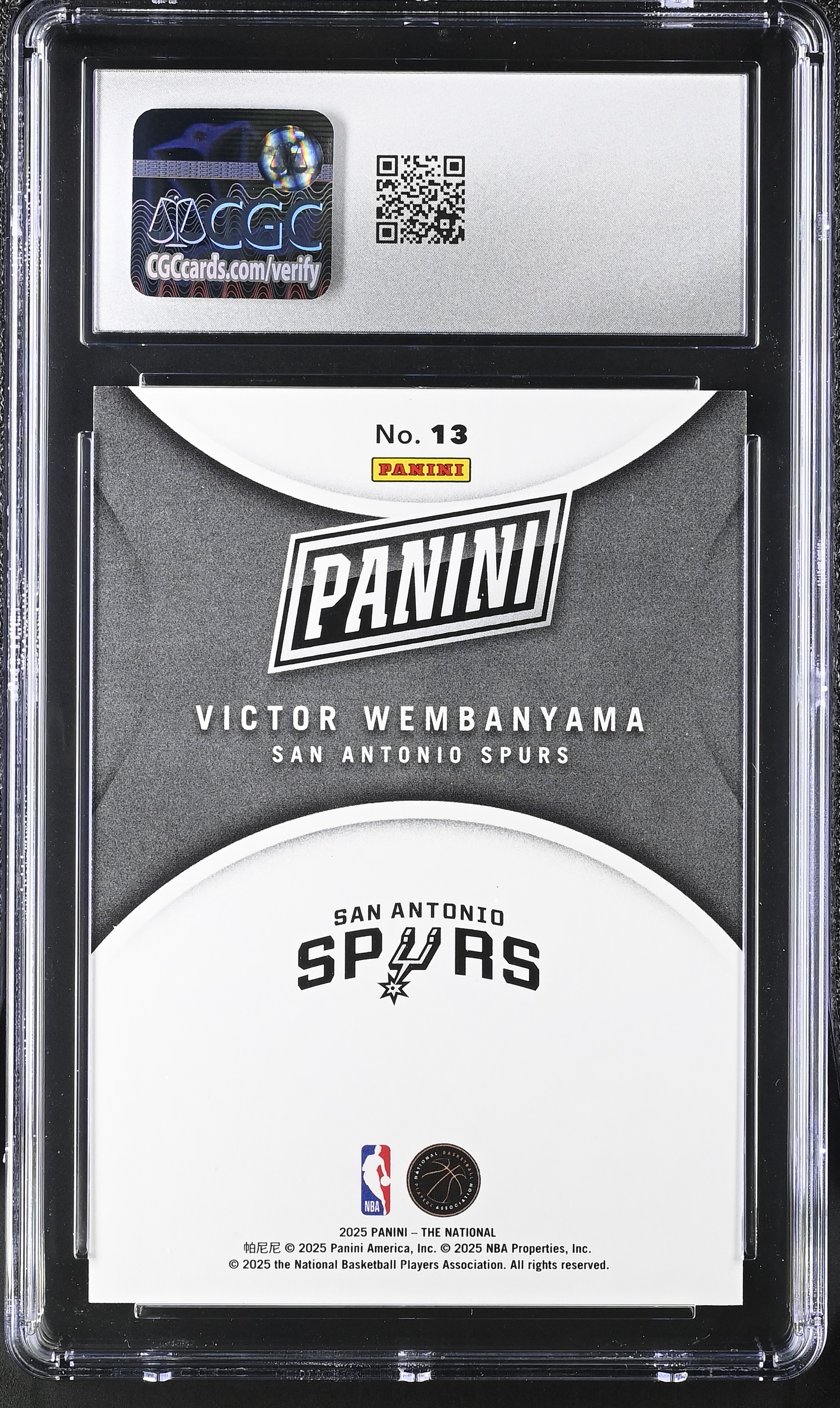 Victor Wembanyama 2025 Panini The National Lightning Spokes #13 #22/25 (CGC 9) at PristineAuction.com Victor Wembanyama 2025 Panini The National Lightning Spokes #13 #22/25 (CGC 9) at PristineAuction.com