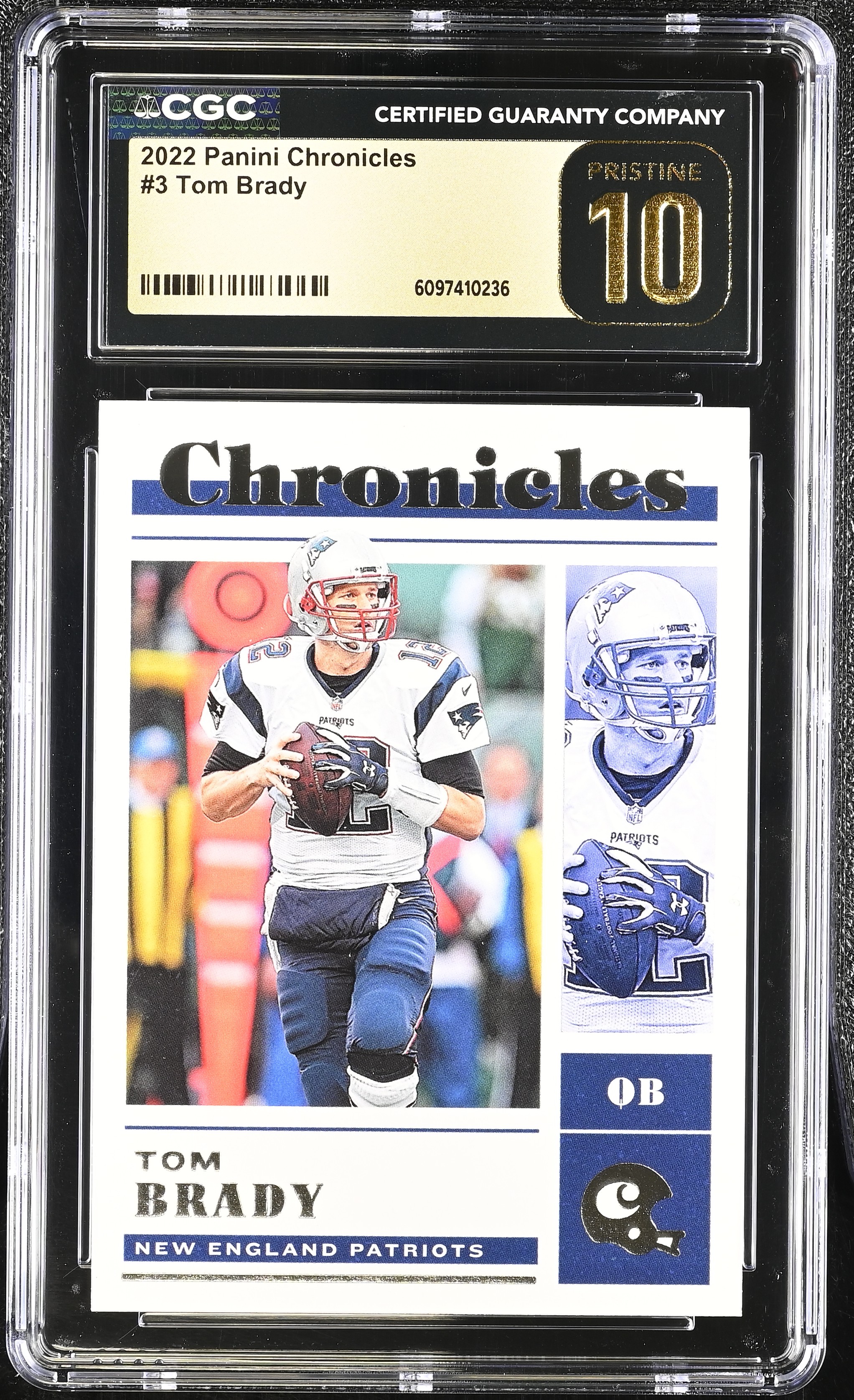 Tom Brady 2022 Panini Chronicles #3 (CGC 10 | Black Label) at PristineAuction.com Tom Brady 2022 Panini Chronicles #3 (CGC 10 | Black Label) at PristineAuction.com