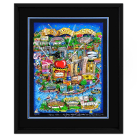 "There's Music: New Jersey, New York, Long Island Too!!" LE 27x23 Custom Framed 3D Silk Screen Construct by Charles Fazzino (Artova) at PristineAuction.com