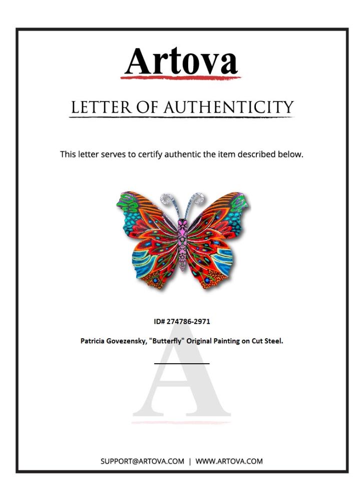 "Butterfly" 9x12 Original Painting on Cut Steel (Artova) at PristineAuction.com "Butterfly" 9x12 Original Painting on Cut Steel (Artova) at PristineAuction.com
