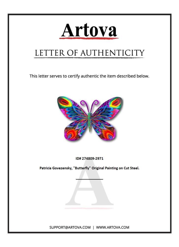 "Butterfly" 8x12 Original Painting on Cut Steel (Artova) at PristineAuction.com "Butterfly" 8x12 Original Painting on Cut Steel (Artova) at PristineAuction.com