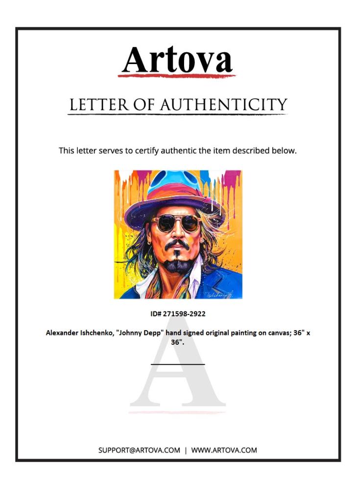 "Johnny Depp" 36x36 Original Acrylic Painting on Canvas by Alexander Ishchenko (Artova) at PristineAuction.com "Johnny Depp" 36x36 Original Acrylic Painting on Canvas by Alexander Ishchenko (Artova) at PristineAuction.com