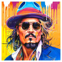 "Johnny Depp" 36x36 Original Acrylic Painting on Canvas by Alexander Ishchenko (Artova) at PristineAuction.com