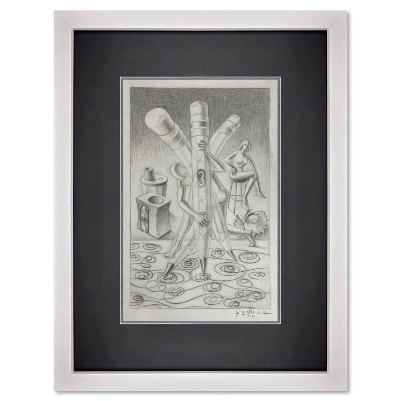"Erasable You" 21x15 Custom Framed Original Drawing by Mark Kostabi (Artova) at PristineAuction.com "Erasable You" 21x15 Custom Framed Original Drawing by Mark Kostabi (Artova) at PristineAuction.com