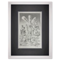 "Erasable You" 21x15 Custom Framed Original Drawing by Mark Kostabi (Artova) at PristineAuction.com