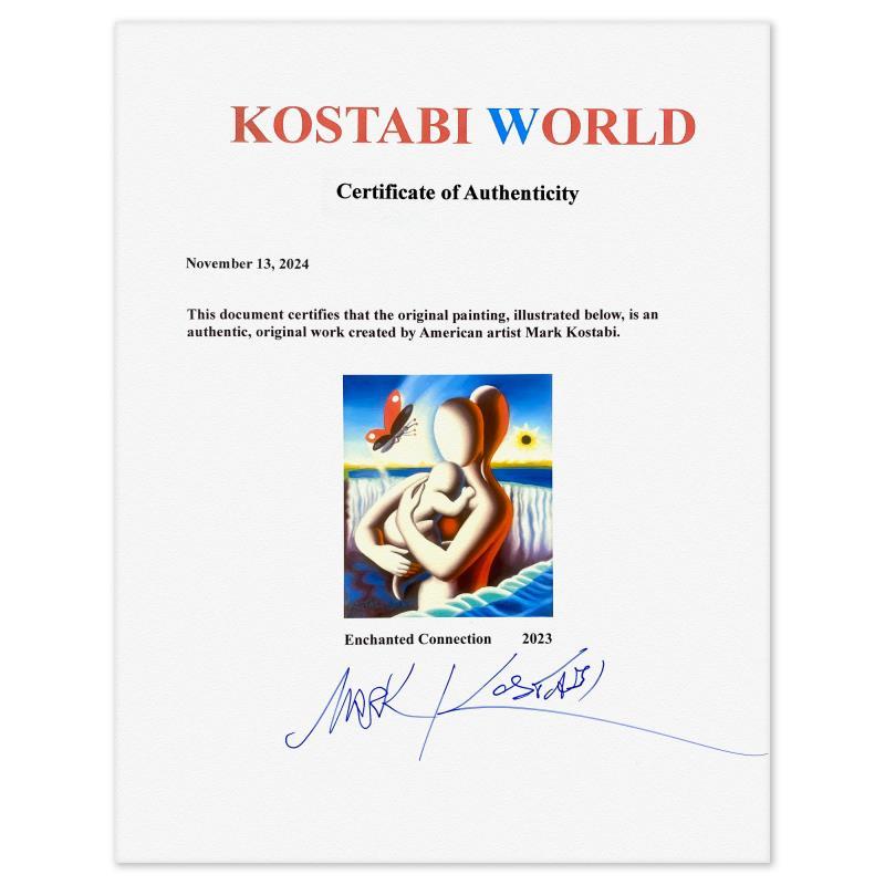 "Enchanted Connection" 22x20 Custom Framed Original Oil Painting on Canvas by Mark Kostabi (Artova) at PristineAuction.com "Enchanted Connection" 22x20 Custom Framed Original Oil Painting on Canvas by Mark Kostabi (Artova) at PristineAuction.com