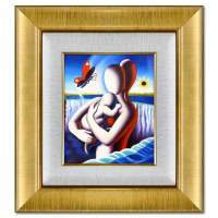 "Enchanted Connection" 22x20 Custom Framed Original Oil Painting on Canvas by Mark Kostabi (Artova) at PristineAuction.com