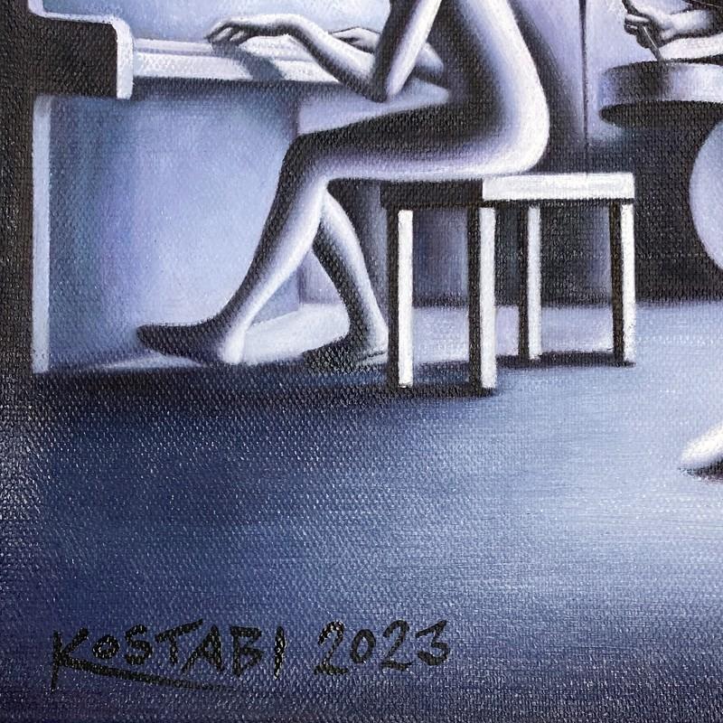 "Deep in the Night" 27x33 Custom Framed Original Oil Painting on Canvas by Mark Kostabi (Artova) at PristineAuction.com "Deep in the Night" 27x33 Custom Framed Original Oil Painting on Canvas by Mark Kostabi (Artova) at PristineAuction.com