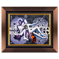 "Cosmic Tapestry" 27x33 Custom Framed Original Oil Painting on Canvas by Mark Kostabi (Artova) at PristineAuction.com