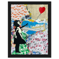 "Balloon Girl" 34x26 Custom Framed Unique Mixed Media on Deckle Edge Paper by Mr. Brainwash (Artova) at PristineAuction.com