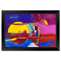 "New Moon 2" 30x42 Custom Framed One-of-a-Kind Mixed Media by Peter Max (Artova) at PristineAuction.com