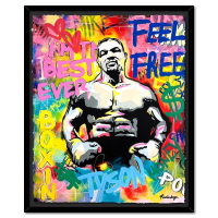 "Mike Tyson" 36x30 Custom Framed One-of-a-Kind Mixed Media on Deckle Edge Paper by Nastya Rovenskaya (Artova) at PristineAuction.com