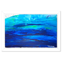 "Untitled" 32x46 Custom Framed Original Watercolor Painting on Deckle Edge Paper by Wyland (Artova) at PristineAuction.com