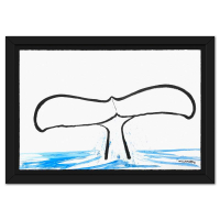 "Whale Tail" 32x46 Custom Framed Original Sumi Ink Painting by Wyland (Artova) at PristineAuction.com