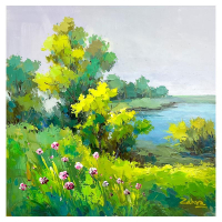 "Untitled" 24x24 Original Acrylic Painting on Canvas by Zahra (Artova) at PristineAuction.com