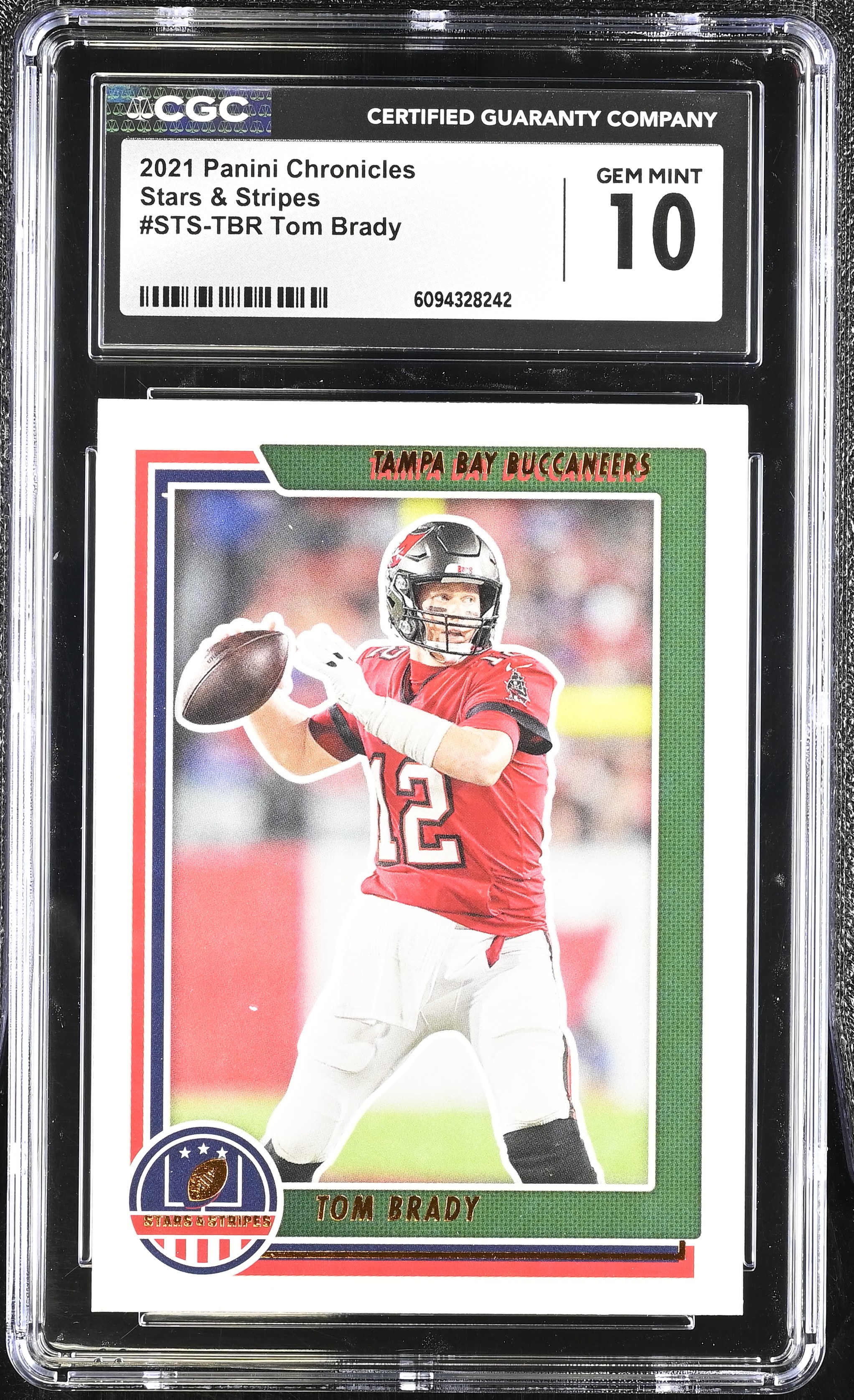Tom Brady 2021 Panini Chronicles Stars & Stripes #STS-TBR (CGC 10) at PristineAuction.com Tom Brady 2021 Panini Chronicles Stars & Stripes #STS-TBR (CGC 10) at PristineAuction.com