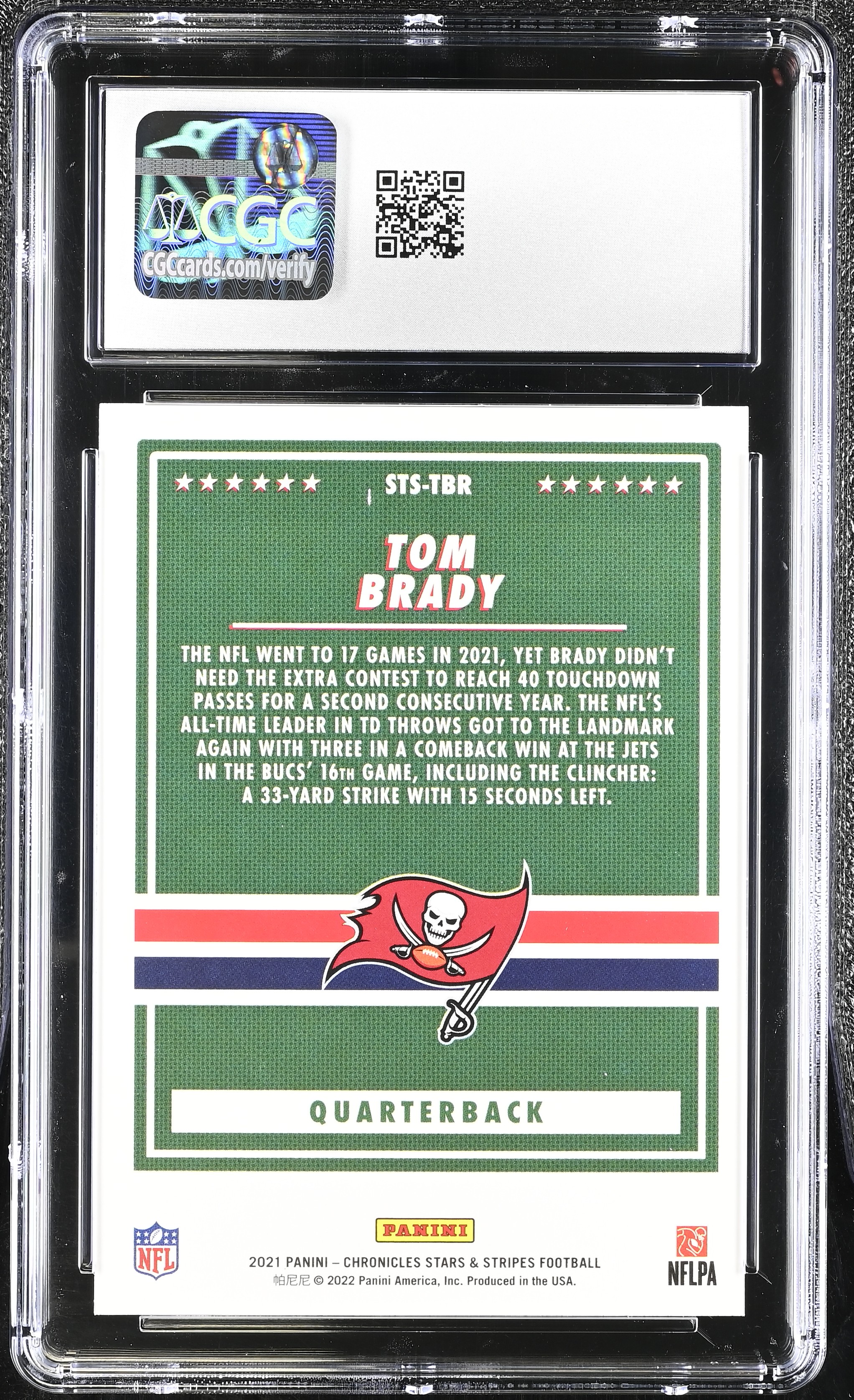 Tom Brady 2021 Panini Chronicles Stars & Stripes #STS-TBR (CGC 10) at PristineAuction.com Tom Brady 2021 Panini Chronicles Stars & Stripes #STS-TBR (CGC 10) at PristineAuction.com