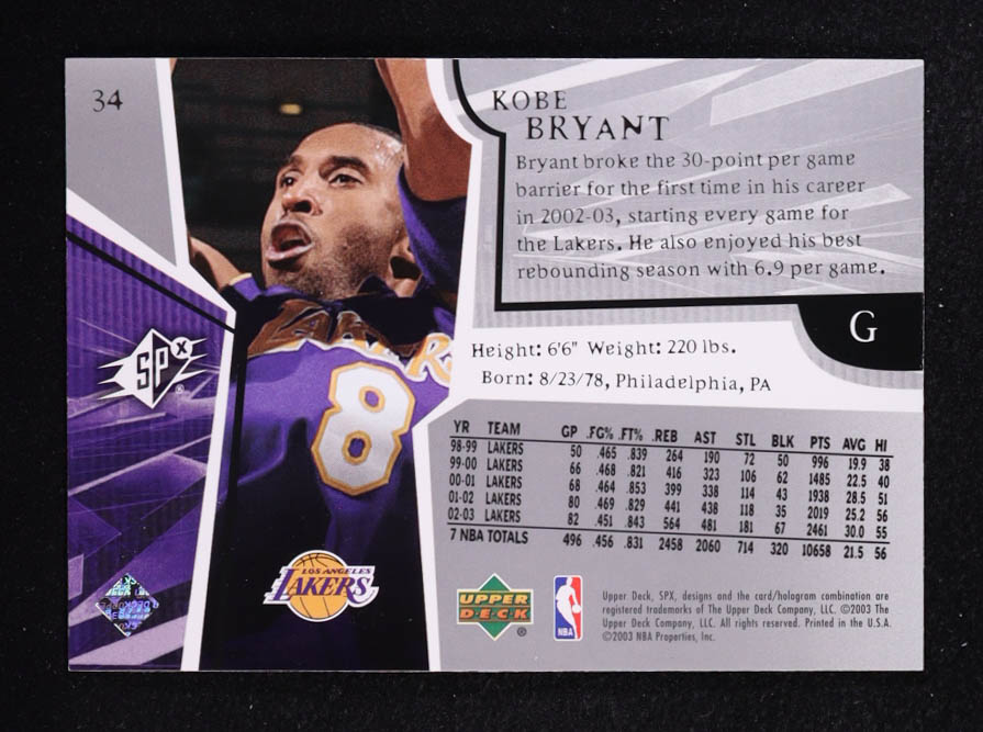 Kobe Bryant 2003-04 SPx #34 at PristineAuction.com Kobe Bryant 2003-04 SPx #34 at PristineAuction.com