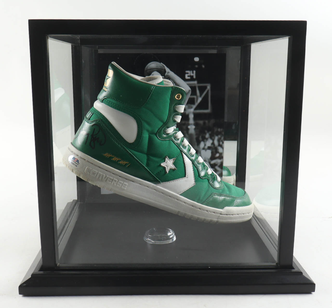 Larry Bird Signed Converse Special Edition 1984 Boston Celtics Championships Retired Shoe (PSA) at PristineAuction.com Larry Bird Signed Converse Special Edition 1984 Boston Celtics Championships Retired Shoe (PSA) at PristineAuction.com