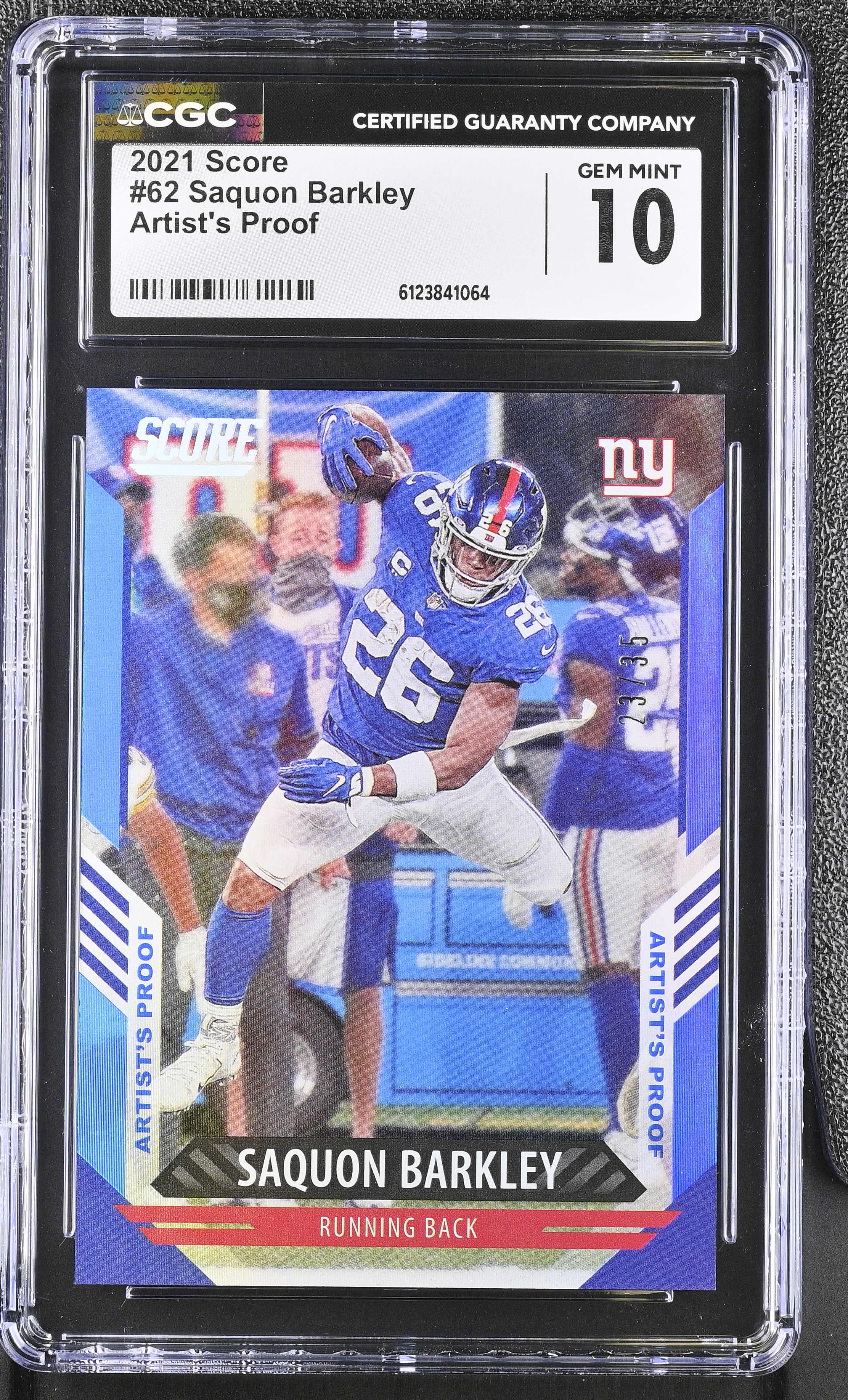 Saquon Barkley 2021 Score Artist's Proof #62 #23/35 (CGC 10) at PristineAuction.com Saquon Barkley 2021 Score Artist's Proof #62 #23/35 (CGC 10) at PristineAuction.com