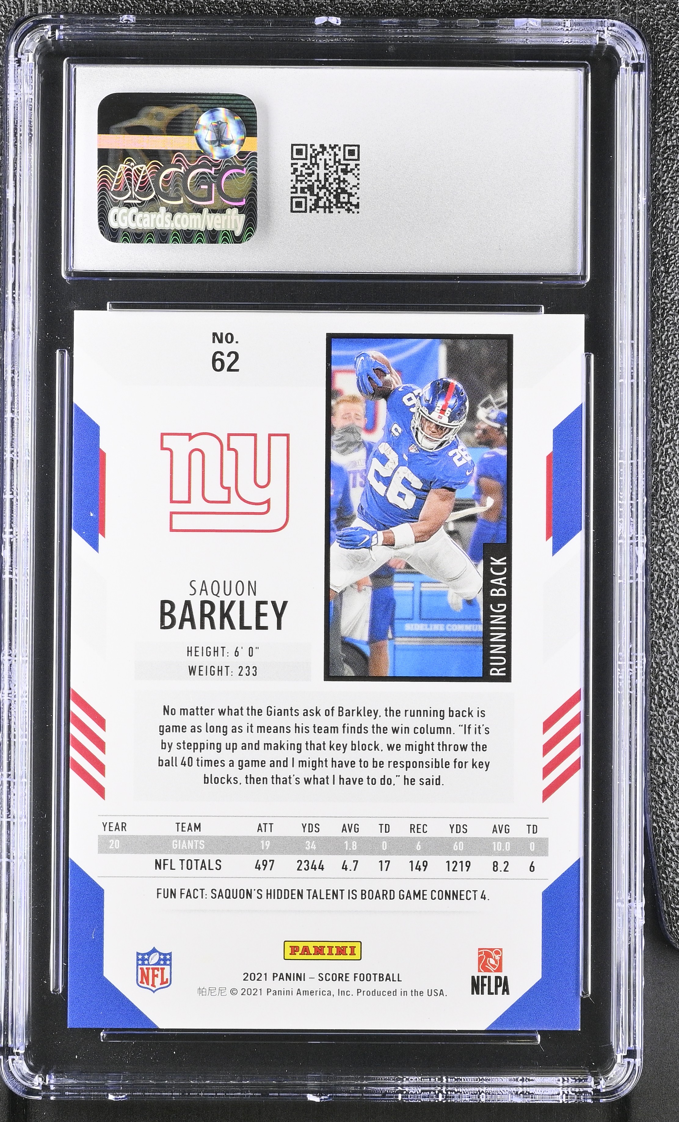 Saquon Barkley 2021 Score Artist's Proof #62 #23/35 (CGC 10) at PristineAuction.com Saquon Barkley 2021 Score Artist's Proof #62 #23/35 (CGC 10) at PristineAuction.com
