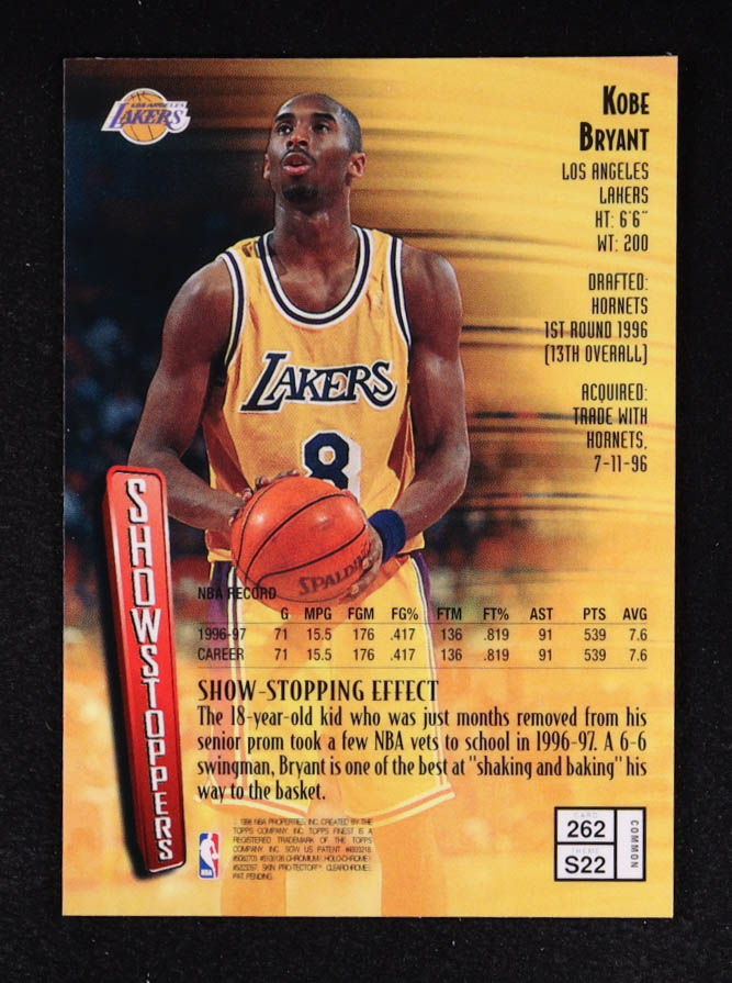 Kobe Bryant 1997-98 Finest #262 B at PristineAuction.com Kobe Bryant 1997-98 Finest #262 B at PristineAuction.com