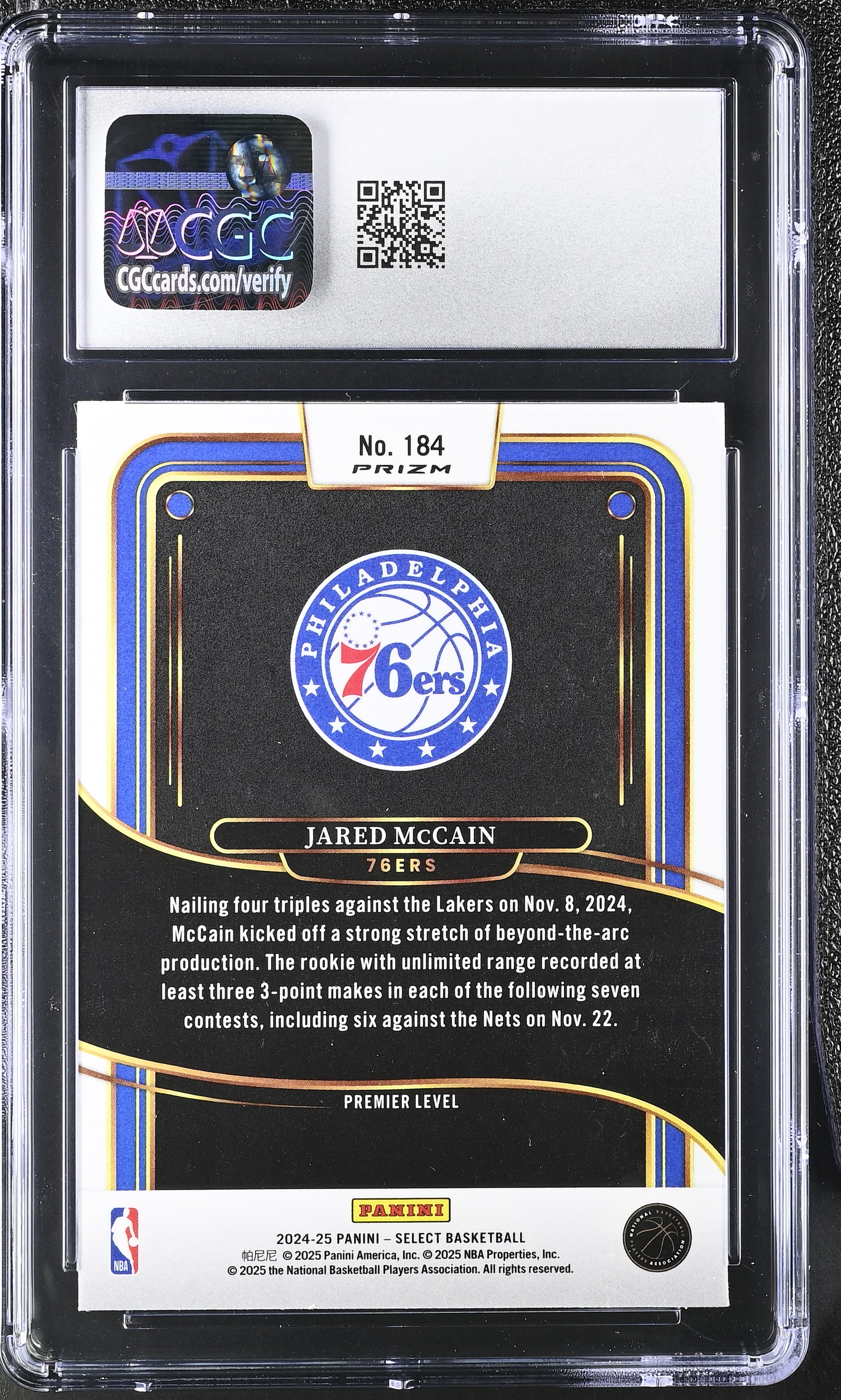 Jared Mccain 2024-25 Panini Select Silver #184 RC (CGC 10) at PristineAuction.com Jared Mccain 2024-25 Panini Select Silver #184 RC (CGC 10) at PristineAuction.com