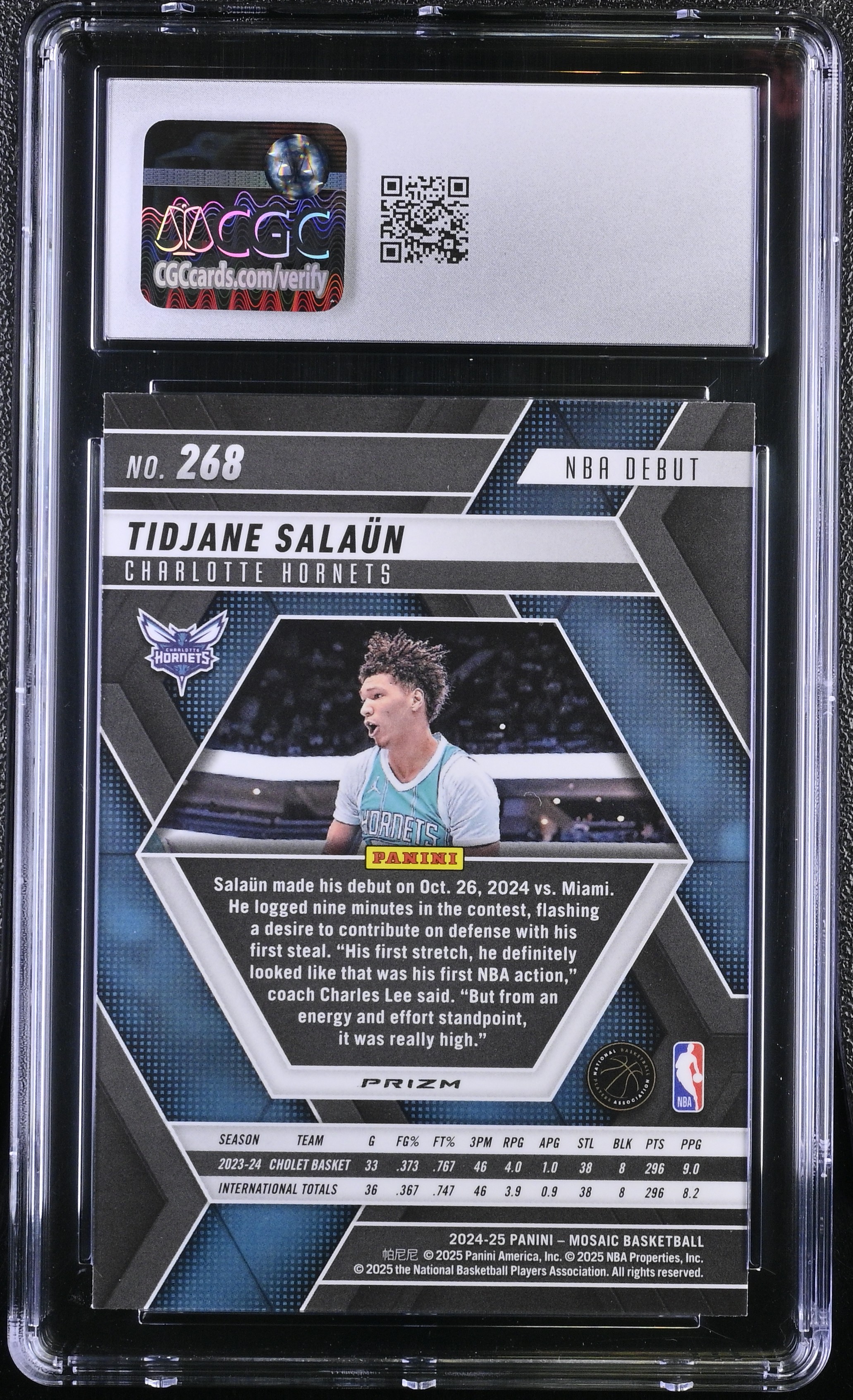 Tidjane Salaun 2024-25 Panini Mosaic Genesis #268 RC (CGC 10) at PristineAuction.com Tidjane Salaun 2024-25 Panini Mosaic Genesis #268 RC (CGC 10) at PristineAuction.com