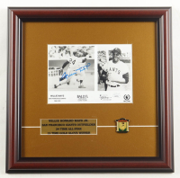Willie Mays Signed Giants Custom Framed Photo with Hall of Fame "The Catch" Vintage Pin & Career Stat Plaque (JSA) at PristineAuction.com