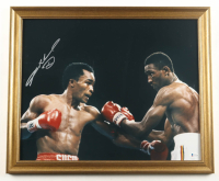 Sugar Ray Leonard Signed Hearns vs. Leonard Custom Framed Fight Photo (Beckett) at PristineAuction.com