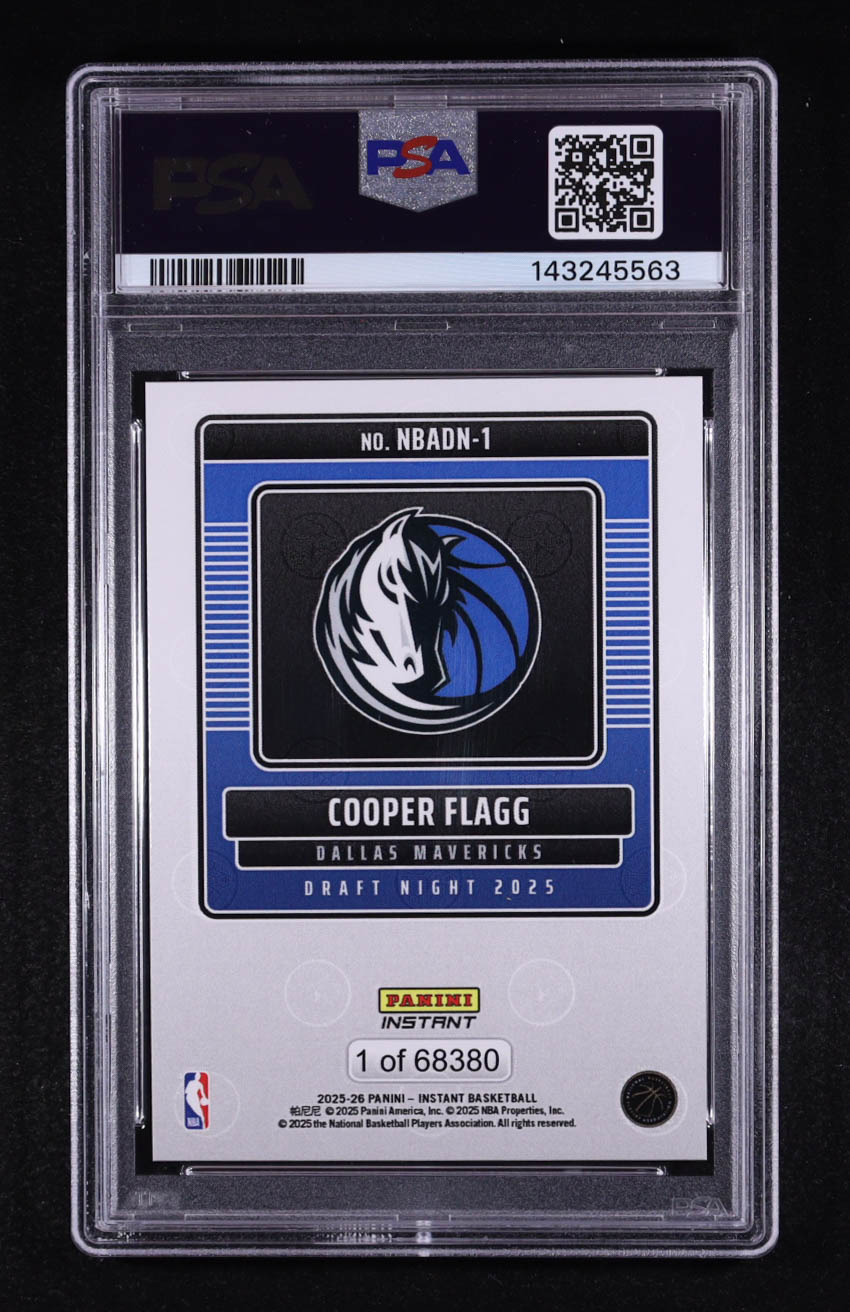 Cooper Flagg 2025-26 Panini Instant Draft Night #NBADN1 RC (PSA 10) at PristineAuction.com Cooper Flagg 2025-26 Panini Instant Draft Night #NBADN1 RC (PSA 10) at PristineAuction.com